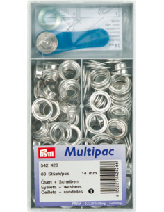 Multipacco di 80 occhielli con rondelle 14 mm - Argento