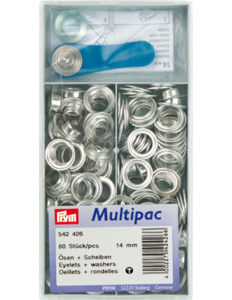Multipacco di 80 occhielli con rondelle 14 mm - Argento