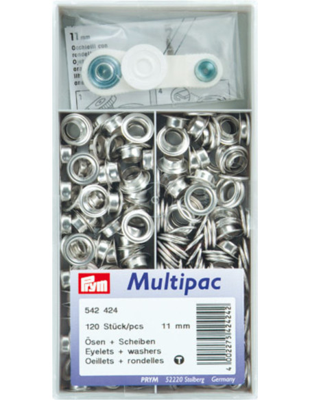 Multipacco di 120 occhielli con rondelle 11 mm - Argento