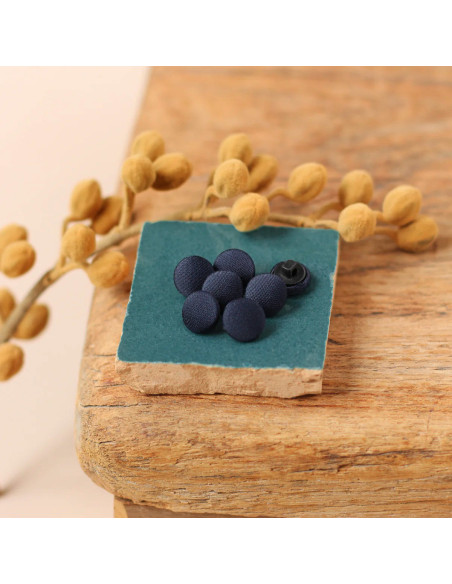 Pulsante rivestito in raso su gambo 10 mm - Denim