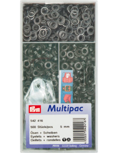 Multipack di 500 occhielli con rondelle da 5 mm - Nero