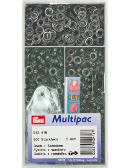 Multipack di 500 occhielli con rondelle da 5 mm - Nero