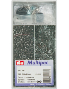 Multipack di 500 occhielli con rondelle da 4 mm - Nero