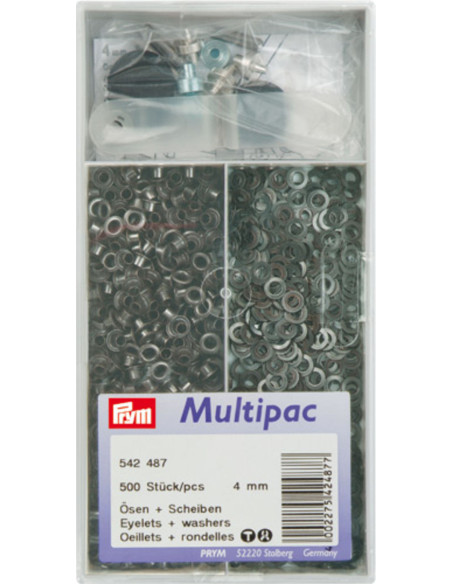 Multipack di 500 occhielli con rondelle da 4 mm - Nero