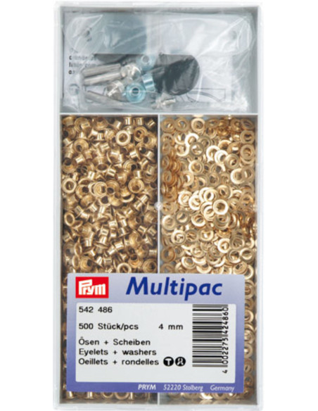 Multipack di 500 occhielli con rondelle da 4 mm - Oro