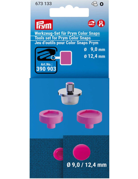 Kit di strumenti per l'applicazione di bottoni a pressione Color Snaps 9 e 12,4 mm