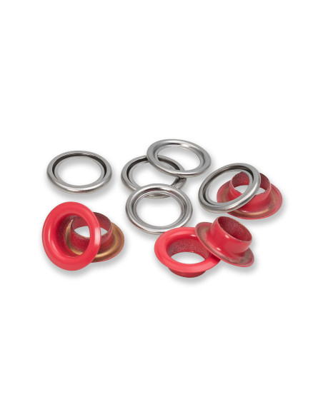 Scatola di 15 occhielli con rondelle 11 mm - Rosso