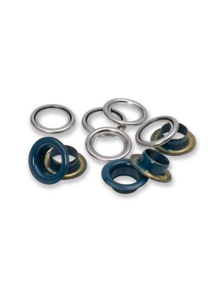 Scatola di 15 occhielli con rondelle 11 mm - Blu marino