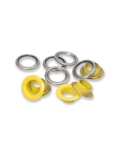 Scatola di 15 occhielli con rondelle 11 mm - Giallo