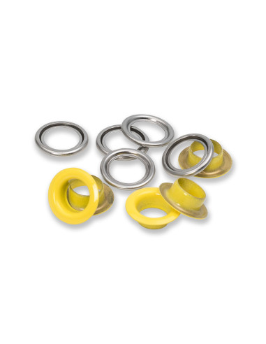 Scatola di 15 occhielli con rondelle 11 mm - Giallo