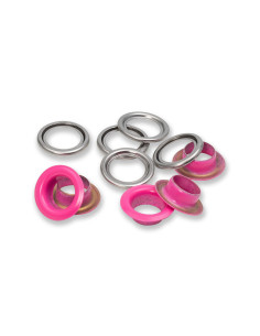 Scatola di 15 occhielli con rondelle 11 mm - Fucsia