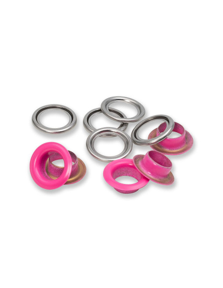 Scatola di 15 occhielli con rondelle 11 mm - Fucsia