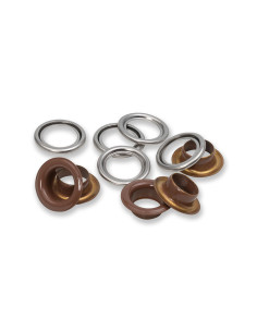 Scatola di 15 occhielli con rondelle 11 mm - Marrone scuro