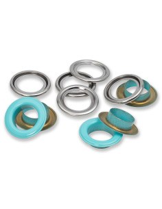 Scatola di 15 occhielli con rondelle 14 mm - Menta
