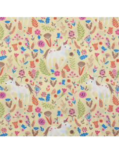 Tessuto popeline di cotone - Unicorno giallo 2