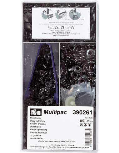 Multipacco di 100 bottoni a pressione Anorak - Bruni 15 mm