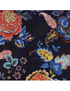 Tessuto jersey stampato - Fiori su sfondo blu navy