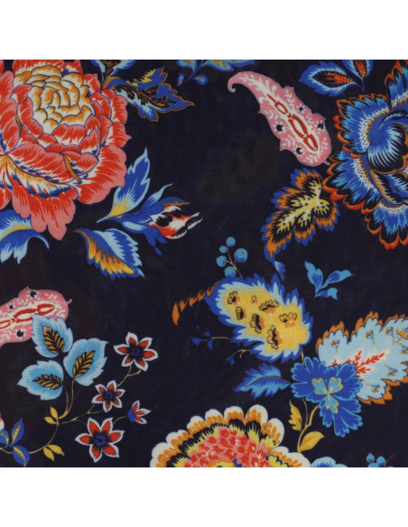 Tessuto jersey stampato - Fiori su sfondo blu navy