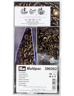 Multipac di 100 bottoni a pressione Anorak - Ottone 15 mm
