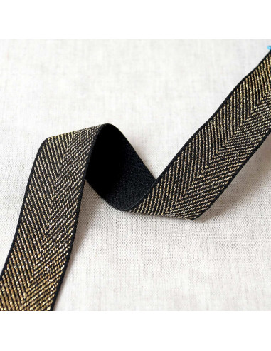 Elastico chevron metallico - Nero e oro
