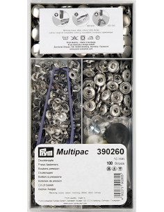 Multipack di 100 bottoni a pressione Anorak - Argento 15 mm
