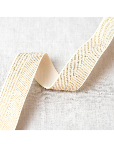 Elastico chevron metallico - Ecru e oro