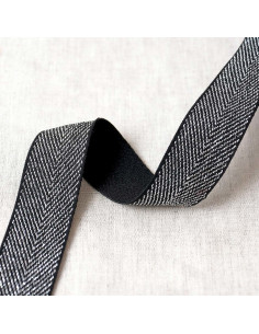Elastico chevron metallico - Nero e argento