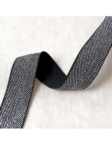 Elastico chevron metallico - Nero e argento