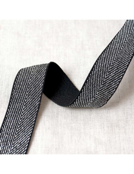 Elastico chevron metallico - Nero e argento
