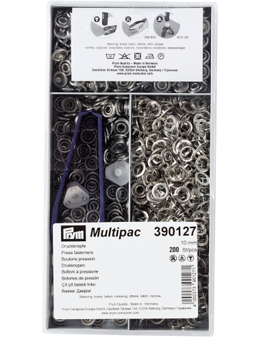 Multipack di 200 bottoni a pressione Jersey - Argento 10mm