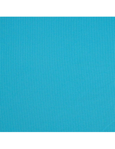 Tessuto jersey di cotone a coste - Blu turchese