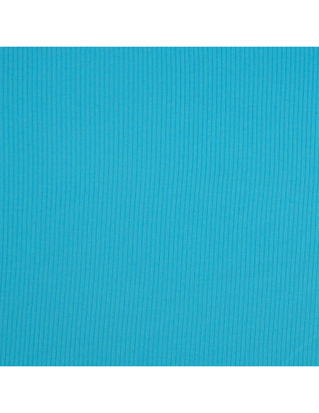 Tessuto jersey di cotone a coste - Blu turchese