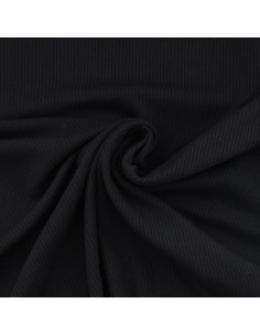 Tessuto jersey di cotone a coste - Nero