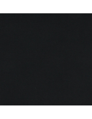 Tessuto jersey di cotone a coste - Nero