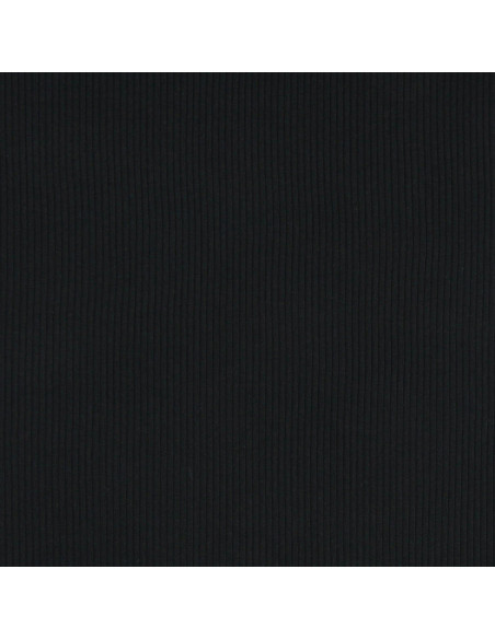 Tessuto jersey di cotone a coste - Nero