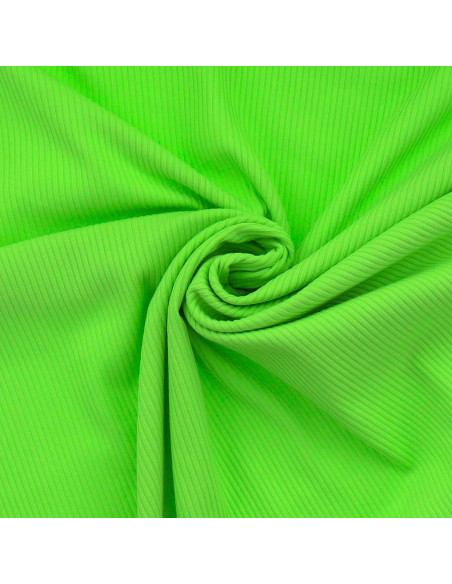 Tessuto jersey di cotone a coste - Verde mela