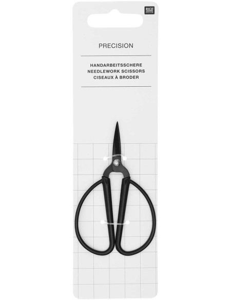 Forbici da ricamo grandi anelli neri Rico Design 9 cm
