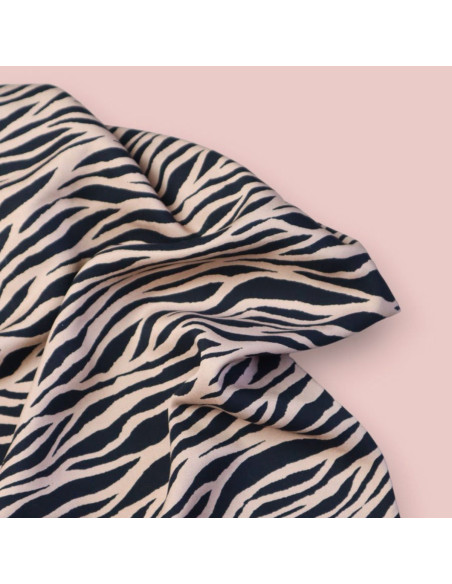 Tessuto twill viscosa - Zebra Duna e nero