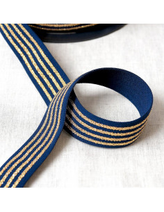Elastico 4 bande metalliche - Blu marino e oro