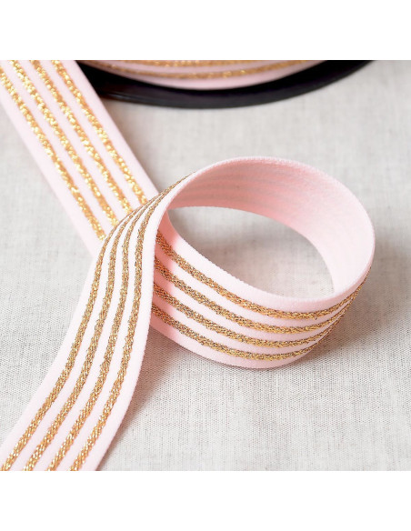 Elastico con 4 fasce metalliche - Rosa e oro