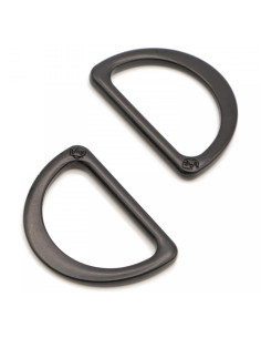 Set di 2 anelli a D passanti 25 mm nero