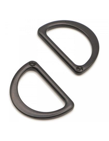 Set di 2 anelli a D passanti 25 mm nero