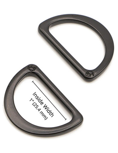 Set di 2 anelli a D passanti 25 mm nero