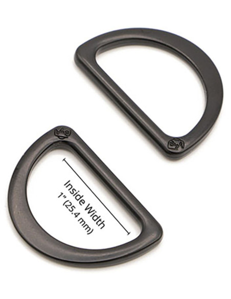 Set di 2 anelli a D passanti 25 mm nero