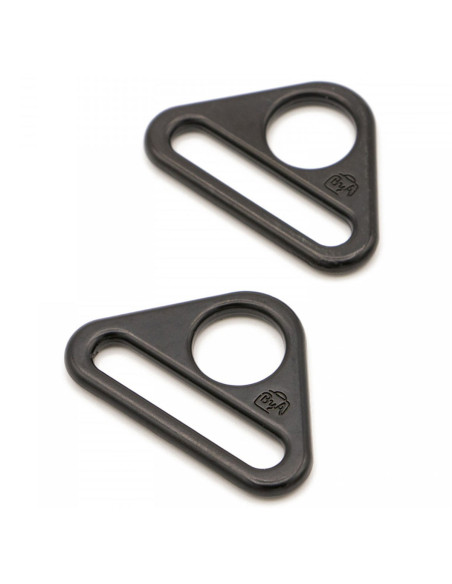 Set di 2 anelli triangolari passanti 25 mm nero