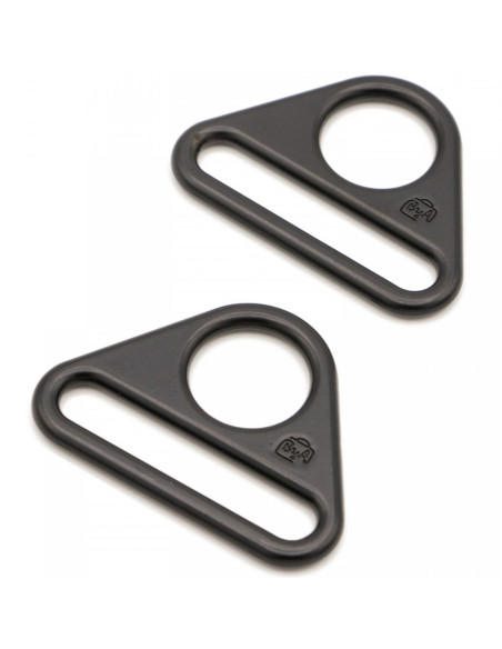 Set di 2 anelli triangolari passanti 38 mm nero