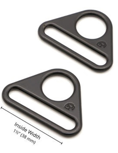 Set di 2 anelli triangolari passanti 38 mm nero