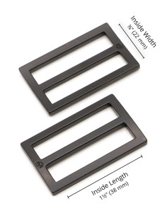 Set di 2 fibbie scorrevoli 22 x 38 mm nero 2
