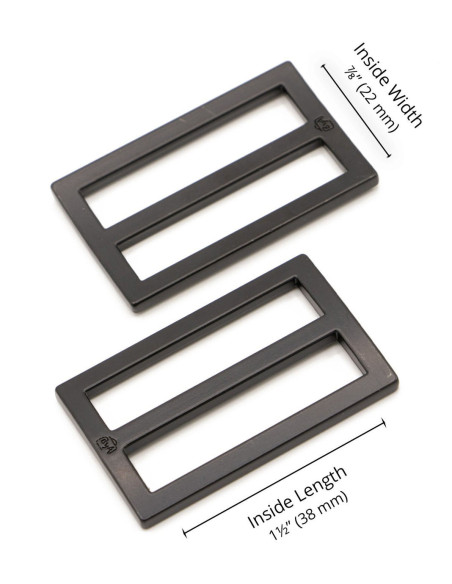 Set di 2 fibbie scorrevoli 22 x 38 mm nero