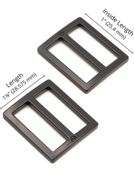 Set di 2 fibbie scorrevoli 28 x 25 mm nero
